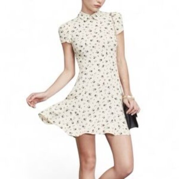 Reformation Wednesday Floral Mini Dress in Cream - Picture 2 of 4